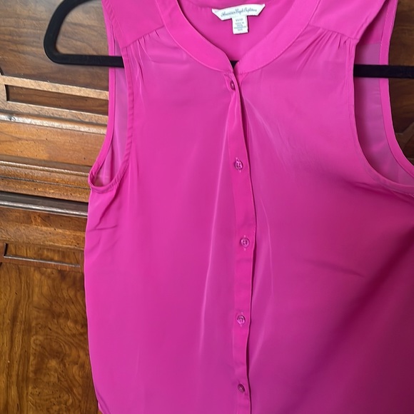 American Eagle Shirt Barbie Pink Sheer Fairy Workwear Travel Women XS - Picture 6 of 6